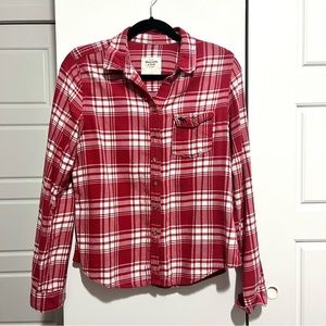 Abercrombie & Fitch Plaid Flannel Shirt, Red & White, Size Large